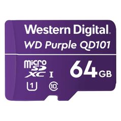 Карта памяти microSDXC UHS-I U1 WD Purple 64 ГБ, Class 10, WDD064G1P0C, 1 шт. (1397387)