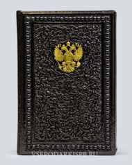 Ежедневник А5 «Имидж» черный лакированный (с несъёмной обложкой) с бронзовым орлом (122937)