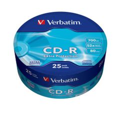 Оптический диск CD-R VERBATIM 700Мб 52x, 25шт., 43726, cake box (325365)
