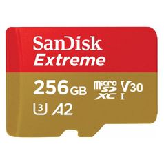 Карта памяти microSDXC UHS-I U3 Sandisk Extreme 256 ГБ, 160 МБ/с, Class 10, SDSQXA1-256G-GN6MA, 1 шт., переходник SD (1083698)