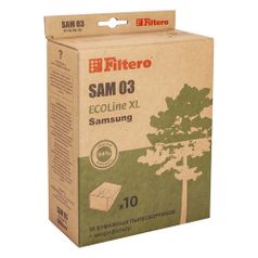 Пылесборники Filtero SAM 03 ECOLine XL, бумажные, 10 шт., подходит для EVGO, HYUNDAI, LERAN, MIDEA, NESONS, ROLSEN, SAMSUNG, SHIVAKI (1168932)