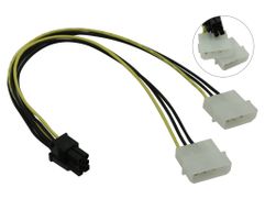 Аксессуар Кабель переходник питания Akasa 2х 4pin Molex to 6pin PCIe 10cm AK-CB4-6 (664452)