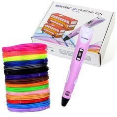 3D ручка New Игрушки 3D ручка RP100B с набором пластика ABS 150 м (15 цветов по 10 м каждый). Цвет: розовый. (1305)