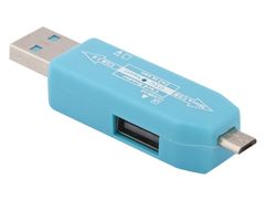 Карт-ридер Liberty Project USB/Micro USB OTG - Micro SD/USB Light Blue R0007635 (816731)