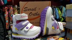 Сурсил-Орто (лечебная антивальгусная обувь) Ботинки Сапоги Кроссовки на утеплителе демисезон 65-003 Белый-Сиреневый  (6738)