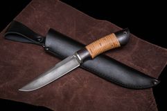 Нож из стали D2 «Аляска», рукоять: Притин мельхиор, береста граб (9678)
