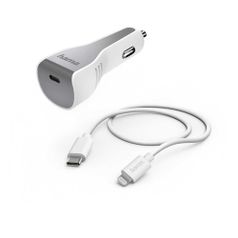 Комплект зарядного устройства HAMA H-183317, USB type-C, 8-pin Lightning (Apple), 3A, белый (1431793)