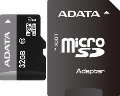 Карта памяти 32Gb - A-Data Premier - Micro Secure Digital HC Class 10 UHS-I U1 AUSDH32GUICL10-RA1 с переходником под SD (93007)