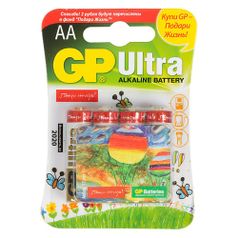 AA Батарейка GP Ultra Alkaline 15AUGL LR6, 4 шт. (765948)