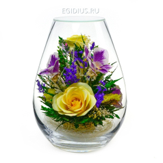 Цветы в стекле: Композиция из роз и орхидей (арт. FMM1) (51155)
