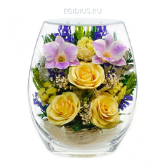 Композиция из роз и орхидей (арт. EHM-01) в подарочной упаковке (51157)