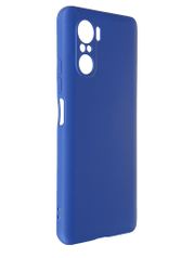 Чехол DF для Poco F3 / Xiaomi Redmi K40 с микрофиброй Silicone Blue poOriginal-04 (840397)