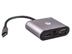 Док-станция Vcom USB 3.1 Type-C M - HDMI / VGA / 3xUSB / PD Charging / TF / Audio CU425M (864083)