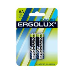 AA Батарейка ERGOLUX Alkaline LR6 BL-2, 2 шт. 2800мAч (1509280)