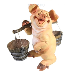 Фигура декоративная "Свинка с коромыслом" (без пятен), L22W19H34 (30372)