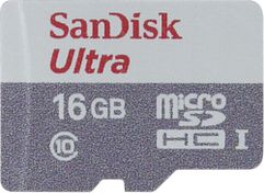 Карта памяти 16Gb - SanDisk Ultra microSD Class 10 UHS-I SDSQUNS-016G-GN3MN (473328)