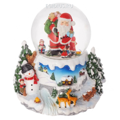 Фигурка декоративная в стеклянном шаре с музыкой, подсветкой и функцией движения "Санта" (3хАА не вх (30068)