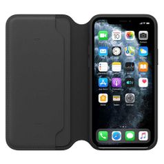 Чехол (флип-кейс) Apple Leather Folio, для Apple iPhone 11 Pro Max, черный [mx082zm/a] (1179055)