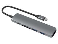 Хаб USB HyperDrive Bar 6-in-1 USB-C/HDMI/2xUSB/MicroSD/SD/Type-C для iPad Pro / MacBook Pro / Air Space Grey HD22E-GRAY (810070)