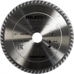 Диск пильный по дереву 350 мм серия Hilberg Industrial 350*60Т*50 мм HW355 (2164149606)