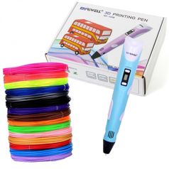 3D ручка New Игрушки 3D ручка Myriwell RP100B с набором пластика ABS 150 м (15 цветов по 10 м каждый). Цвет: голубой. (1301)