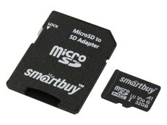 Карта памяти 32Gb - SmartBuy MicroSDHC U3 SB32GBSDU1A-AD (867444)