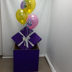 Коробка сюрприз фиолетовая с шарами СОВУШКИ (270601756)