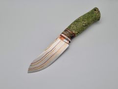 Нож из ламинированной стали «Кречет», рукоять: Притин мельхиор, зуб мамонта, кап клена (9401)
