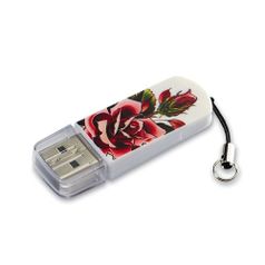 Флешка USB VERBATIM Mini Tattoo Rose 32Гб, USB2.0, белый и рисунок [49896] (365977)