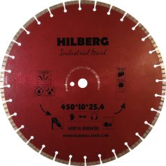 Диск алмазный, отрезной 450 мм, посадочное 25,4 мм, Hilberg Industrial Hard. HI810. (41832086).