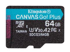 Карта памяти 64Gb - Kingston MicroSDHC 170R A2 U3 V30 Canvas Go Plus SDCG3/64GBSP (725273)