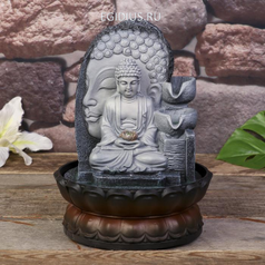 Фонтан настольный от сети, подсветка "Будда" серый мрамор 30х20,5х20,5 см    (51215)