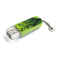Флешка USB VERBATIM Mini Elements Edition 16Гб, USB2.0, зеленый и рисунок [49408] (1050879)