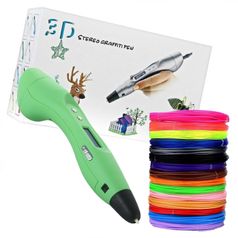 3D ручка New Игрушки Ручка 3D EASY REAL (Фантастик) RP400A с набором пластика ABS 150 м (15 цветов по 10 м каждый). Цвет зеленый. (1286)