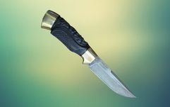 Нож Рысь,  клинок из булатной стали с ромбовидной врезкой,...  (3904272722)