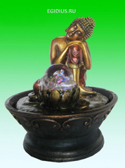 Декоративный фонтан Будда, шарик, подсветка   H*L*W=19*16,5*16,5см (16831)