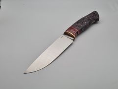Нож из стали S390 «Витязь», рукоять: Притин макумэ, зуб мамонта, кап клена, пин (9381)