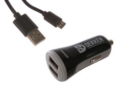 Зарядное устройство Dekken 2xUSB 2.1A + кабель microUSB Black-Grey 20909 (421307)