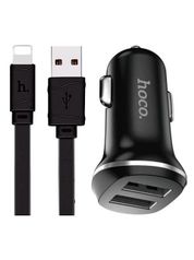 Зарядное устройство Hoco Z1 2xUSB 5V 2.1A + USB - Lightning Black 115922 (703351)
