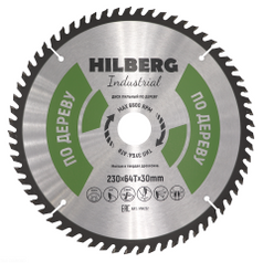 Диск пильный по дереву 230 мм, серия Hilberg Industrial 230*64Т*30 мм. hw232.