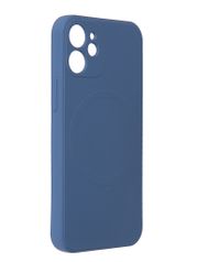 Чехол DF для APPLE iPhone 12 mini c микрофиброй Silicone Blue iMagnetcase-01 (847377)