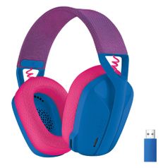 Гарнитура игровая Logitech G435, для ПК и игровых консолей, накладные, радио, синий / розовый [981-001062] (1607703)