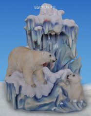 Фонтан декоративный, Семья белых медведей у льдины, подсветка 25.8*18.6*31.6CM (13958)