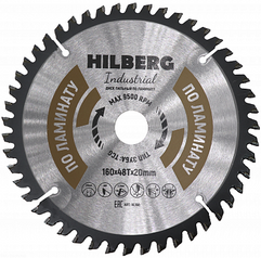 Диск пильный по ламинату 160 мм Hilberg серия Industrial Ламинат, посадочное 20 мм. HL160