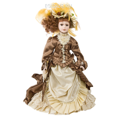 Кукла декоративная, фарфоровая "Ирина" 13*7,5*36,5см. (с декоративными стразами и перьями) (подарочная упаковка) (31289)