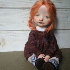 Авторская кукла ручной работы В Бордовом Платье