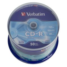 Оптический диск CD-R VERBATIM 700Мб 52x, 50шт., cake box [43351] (26218)