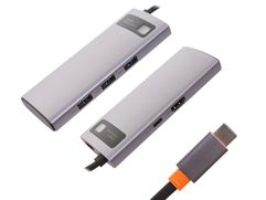 Хаб USB Baseus Metal Gleam Series 5-in-1 Multifunctional Type-C HUB Docking Station Grey CAHUB-CX0G (853560)