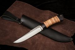 Нож из стали Х12МФ «Аляска», рукоять: Притин мельхиор, граб, береста (9301)