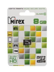 Карта памяти 8Gb - Mirex - Micro Secure Digital HC Class 10 13612-MC10SD08 (311083)